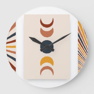 Relógio Grande Abstrato Sun Moon Boho Posters