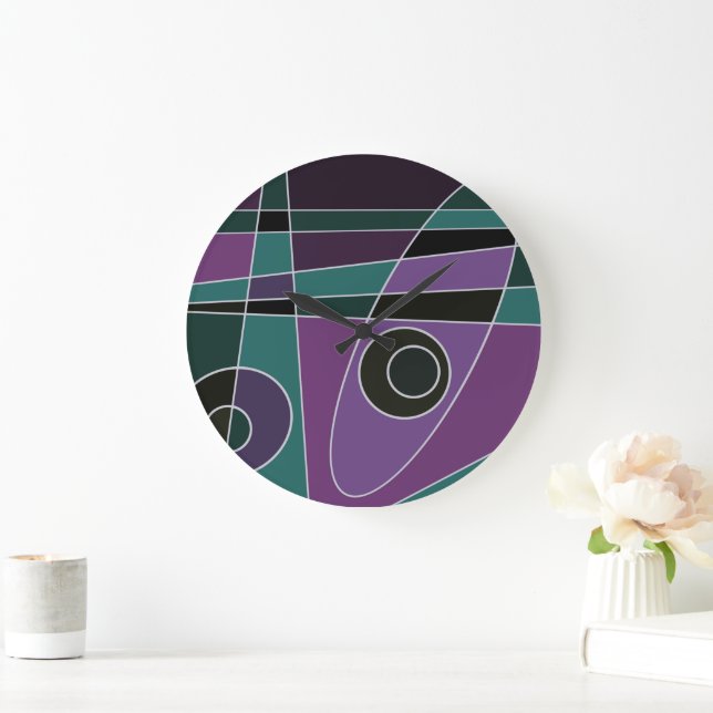 Relógio Grande Abstrato surfing Teal Purple (Lar)
