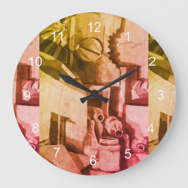 Relógio Grande Abstrato Terracotta Shades Designer Large Clock (Frente)