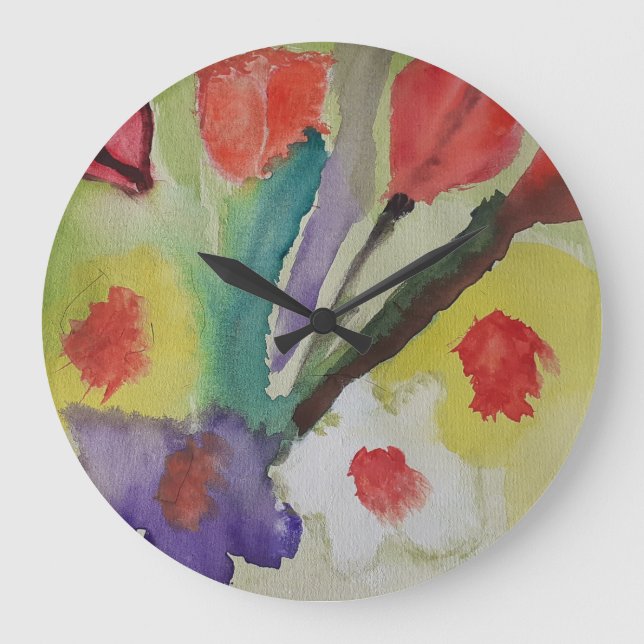Relógio Grande Abstrato Tulipa Wall Clock (Frente)