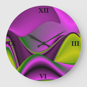 Relógio Grande abstrato verde roxo Arco-Íris