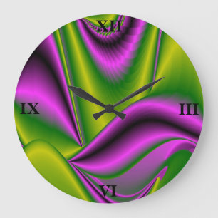 Relógio Grande abstrato verde roxo Arco-Íris