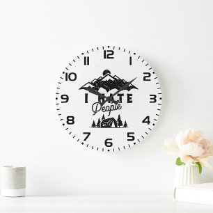 Relógio Grande Acampamento antissocial engraçado Odeio Pessoas