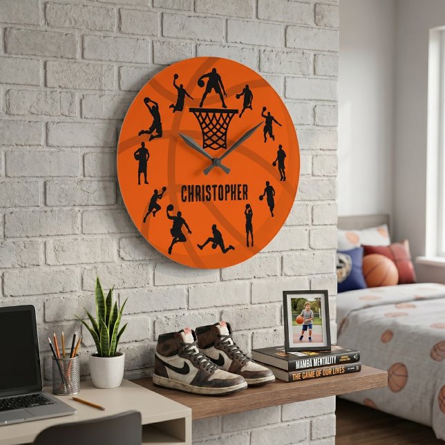 Relógio Grande Ação Personalizada de Basquete (Criador carregado)