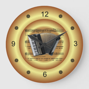 Relógio Grande ~ Accordion~ Sheet Music ~ Dourado Background ~
