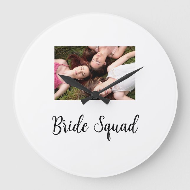 Relógio Grande Adicione o seu nome de foto: bridesmaid squad brid (Frente)