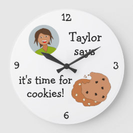 Relógio Grande Adicione sua foto: 'Hora de Cookies'