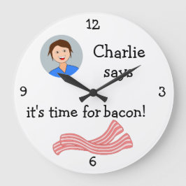 Relógio Grande Adicione sua foto: 'Hora do Bacon'