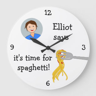 Relógio Grande Adicione sua foto: 'Hora para Spaghetti