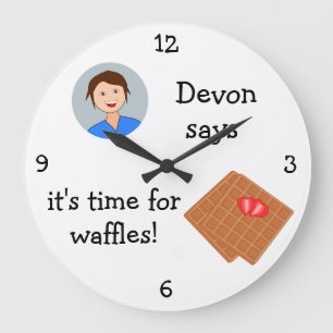 Relógio Grande Adicione sua foto: 'Hora para Waffles