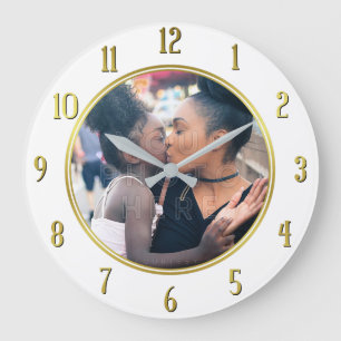 Relógio Grande Adicione sua foto personalizada  Elegante branco D