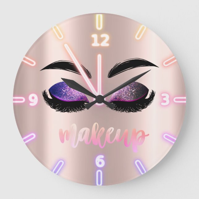 Relógio Grande Adorable Cool Trendy Rose Gold Glitter Faux Lahes (Frente)