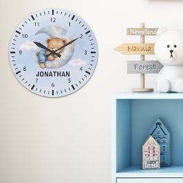 Relógio Grande Adorable Teddy Bear Room Boy