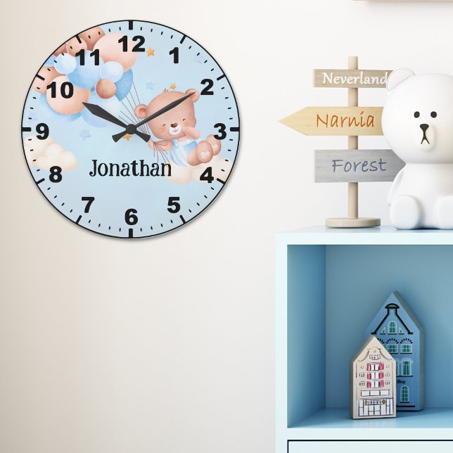 Relógio Grande Adorable Teddy Bear with Balloons (Criador carregado)