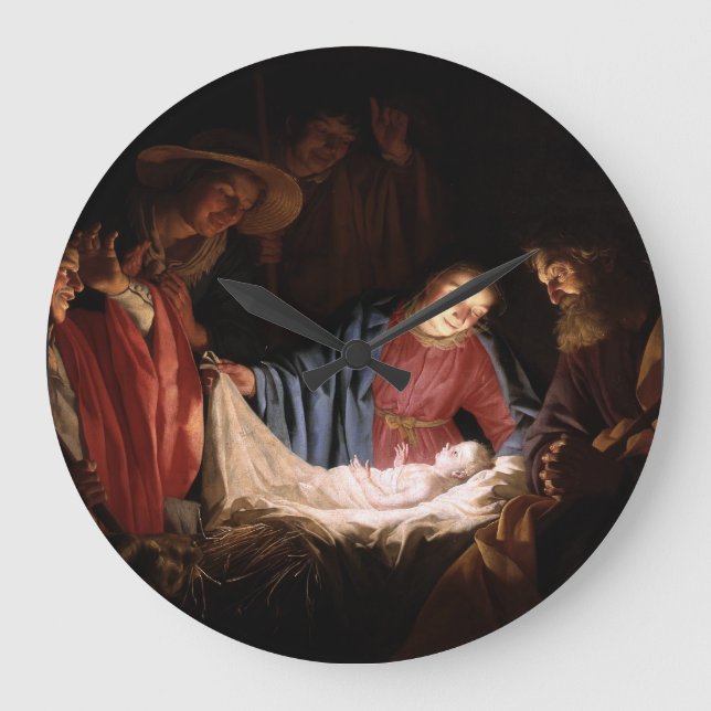 Relógio Grande Adoração dos Pastores por Honthorst (Frente)