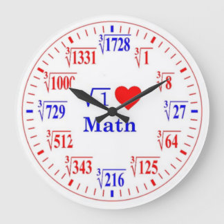 Relógio Grande Adoro Matemática, Cube Roots Wall Clock