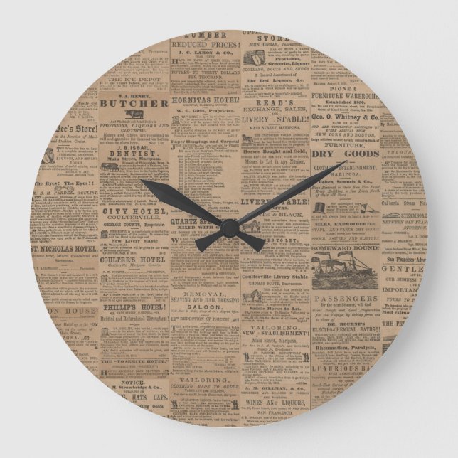 Relógio Grande Ads of the Past, NY 1856 Wall Clock (Frente)