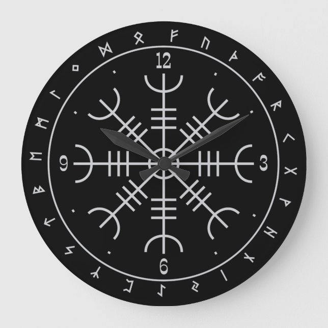 Relógio Grande Aegishjalmr Runers Wall Clocks (Frente)