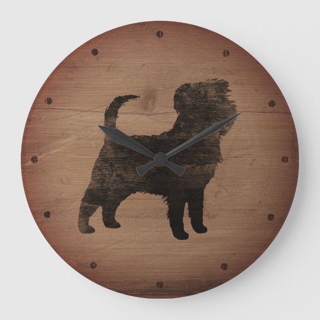 Relógio Grande Affenpinscher Silhouette Rustic (Frente)
