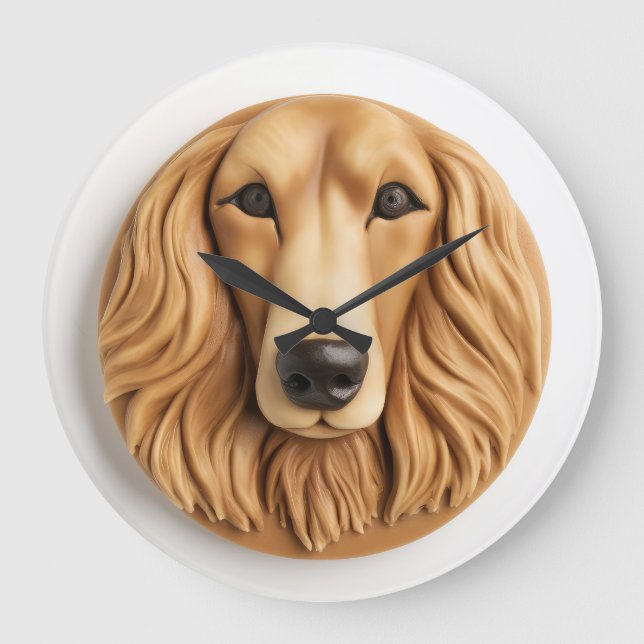 Relógio Grande Afghan Hound 3D Inspirado (Frente)