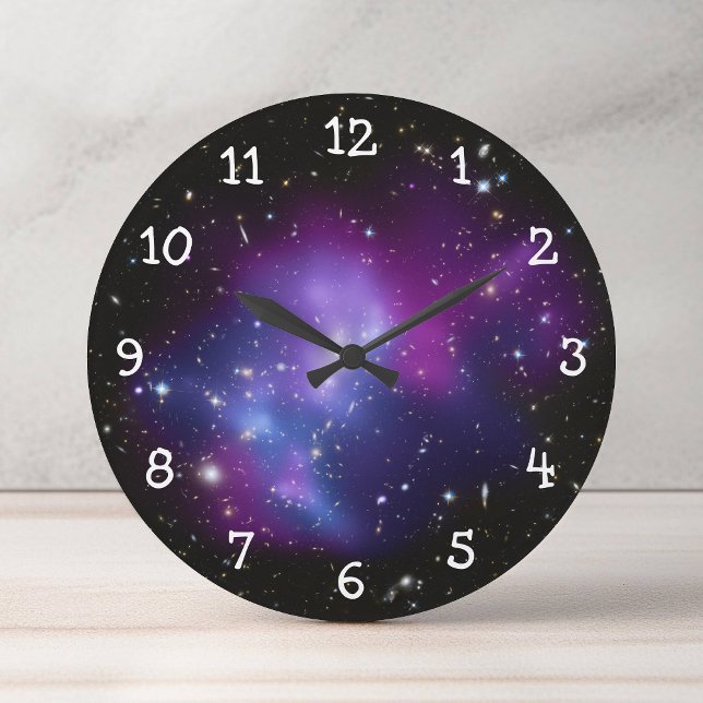 Relógio Grande Aglomerado de Galáxia Roxa (Purple Galaxy Cluster Large Clock)