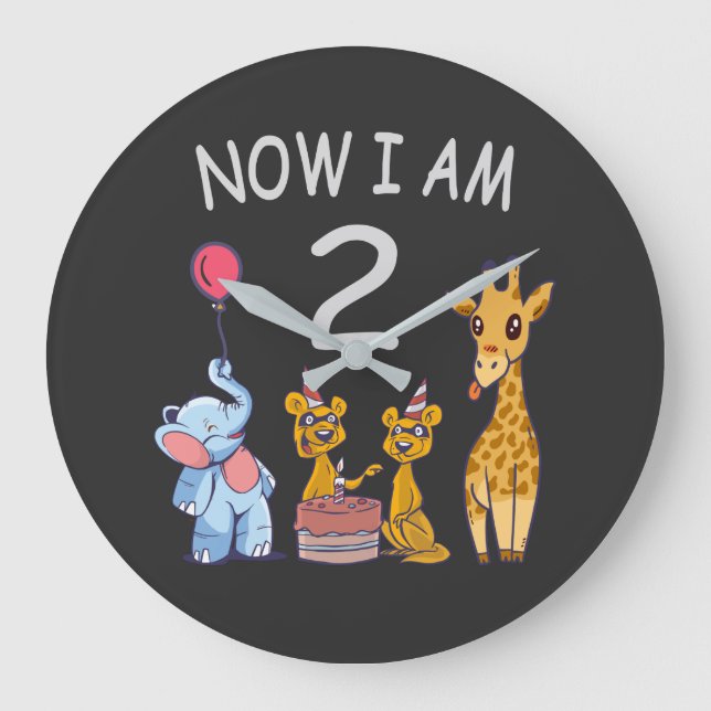 Relógio Grande Agora tenho 2 anos de segundo aniversário no Zoo (Frente)