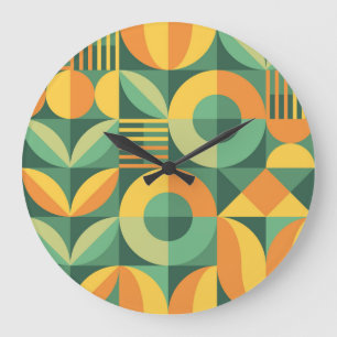 Relógio Grande Agricultura de Vintagem Geométrica Escandinava