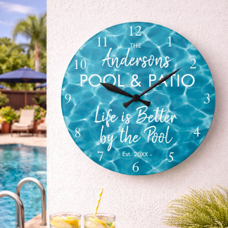 Relógio Grande Água Personalizada da Piscina Azul Bem-vindo à nos