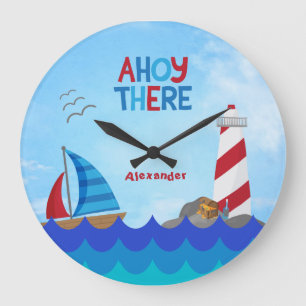 Relógio Grande "Ahoy Ali" Cita Pirata De Farol Náutico
