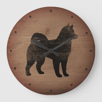 Relógio Grande Alaskan Malamute Silhouette Rustic
