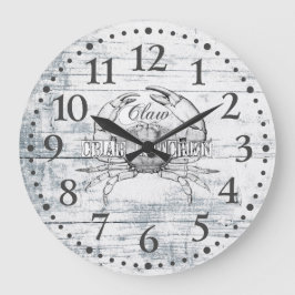 Relógio Grande Algodão Costeiro De Caranguejo De Madeira Na Casa 