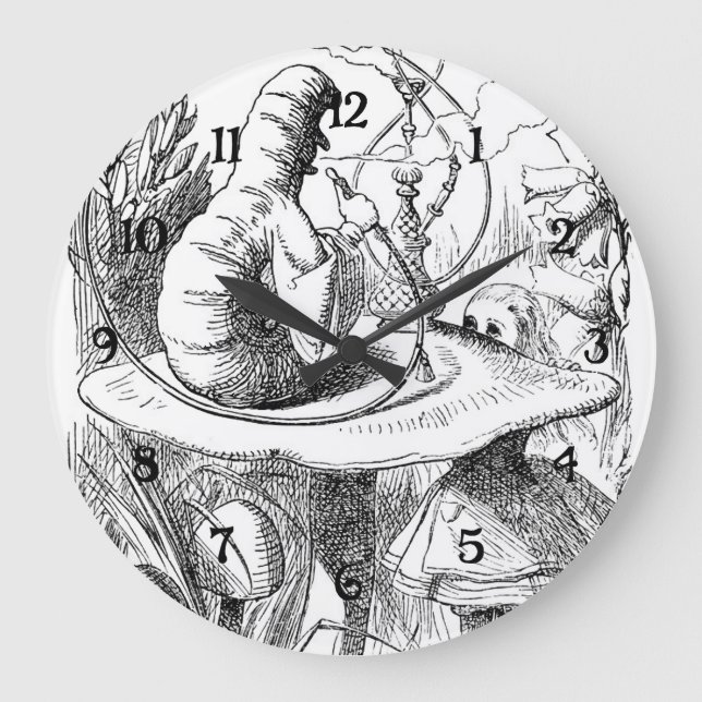 Relógio Grande Alice encontra Caterpillar - Alice no país das (Frente)