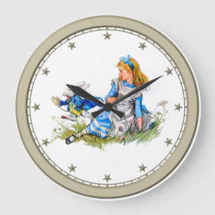 Relógio Grande Alice in Wonderland and the White Rabbit Clock