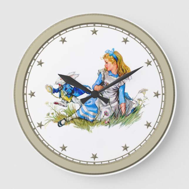 Relógio Grande Alice in Wonderland and the White Rabbit Clock (Frente)
