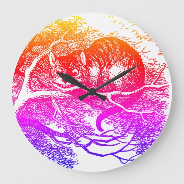 Relógio Grande Alice no país de milagre - Alice em Wonderland Cat (Frente)