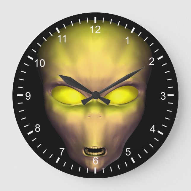 Relógio Grande Alienígena amarela (Frente)