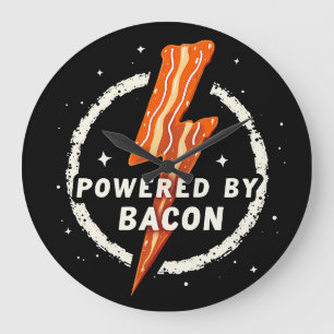 Relógio Grande Alimentado por Bacon Estética Engraçada e Retro pa