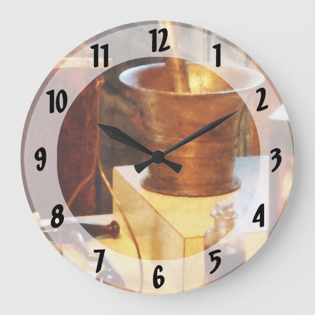 Relógio Grande Almofariz e pilão de bronze (Frente)