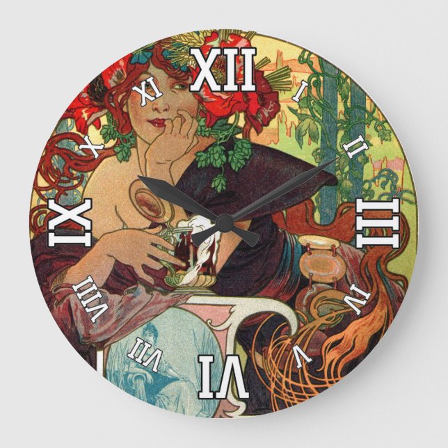 Relógio Grande Alphonse Mucha Bieres De La Meuse (Frente)