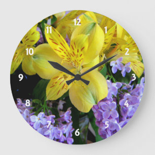 Relógio Grande Alstroemeria and Lilacs Flowers