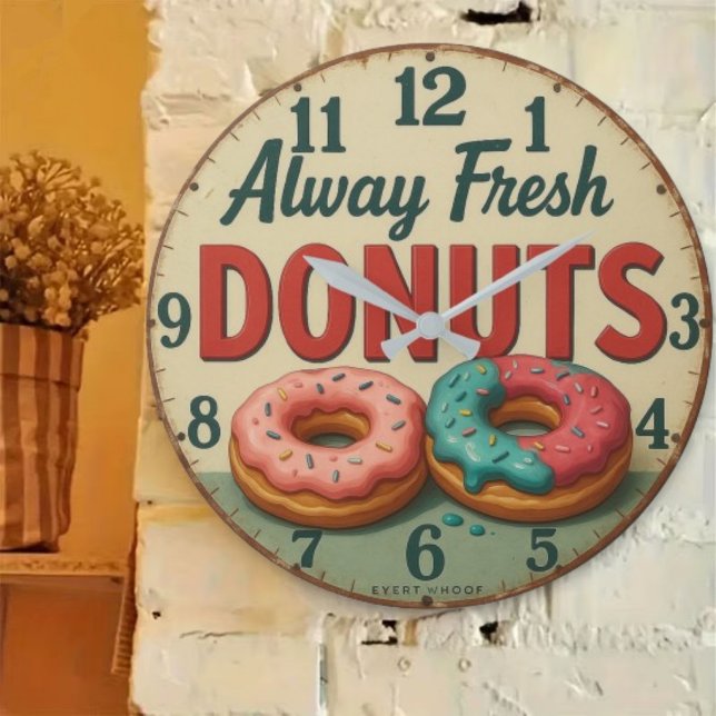 Relógio Grande  Always fresh donuts sweet kitchen shop (Criador carregado)