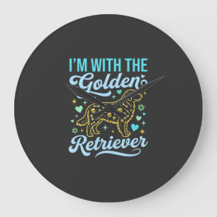Relógio Grande Amante de Golden Retriever com Crânio no Halloween