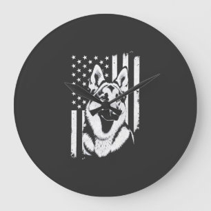 Relógio Grande Amante do Cão Pastor Alemão EUA Bandeira Americana