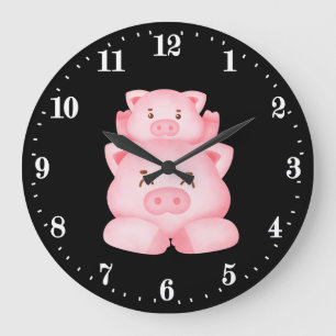 Relógio Grande amantes de os animais bonitos de porco