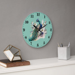 Relógio Grande amantes de pássaros-de-pavão
