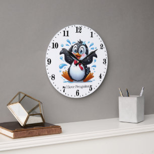 Relógio Grande Amantes de pinguins fofos animal ártico