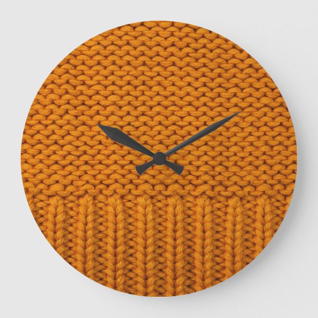 Relógio Grande Amarelo brilhante: textura tricotada à mão. (Frente)