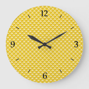 Relógio Grande Amarelo cromo, aspecto de esmalte, grelha de estud