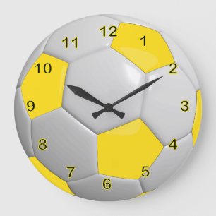 Relógio Grande Amarelo da bola de futebol  