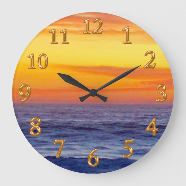 Relógio Grande Amazing Burning Sunset Beach Clock (Frente)